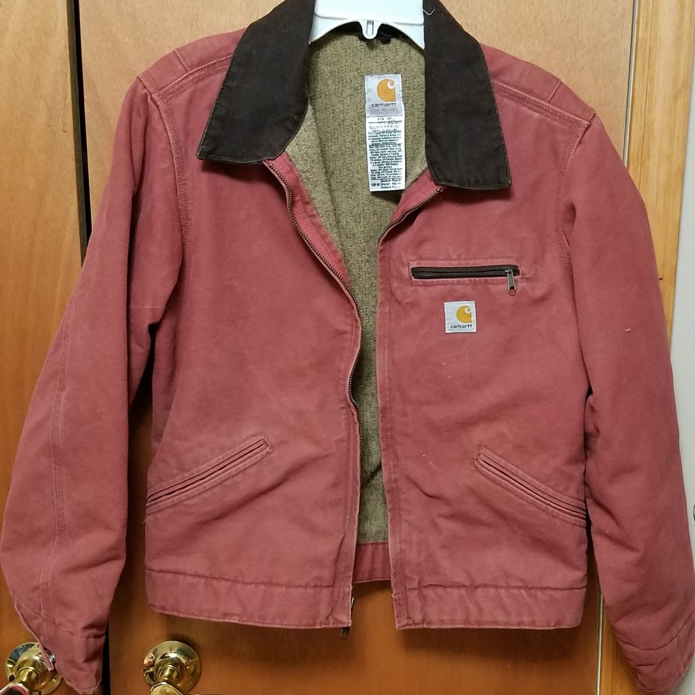 Carhartt Red Utility Jacket with Brown Collar